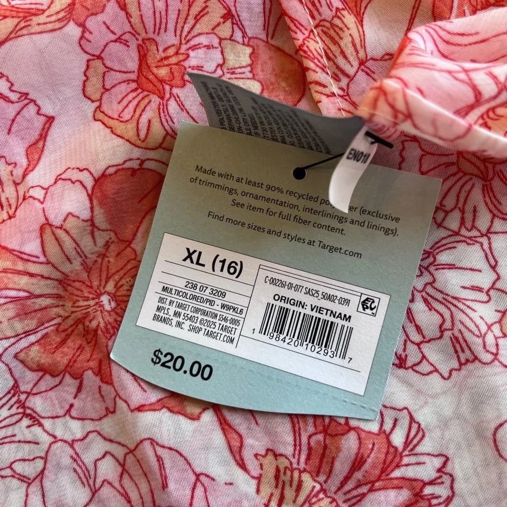 Shade & Shore Pink Floral Swim Sarong XL